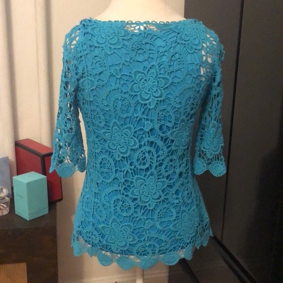 Crocheted look blue shirt - Picture 3 of 3